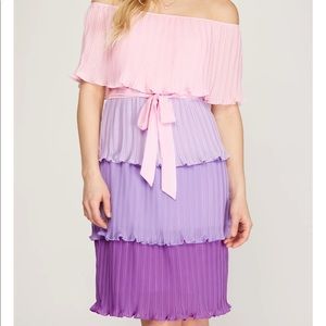 Purple off the shoulder dress